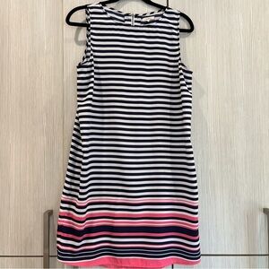 NEW Caslon | Mini Shift‎ Dress | Blue, White Pink Stripes | Women's Size Small